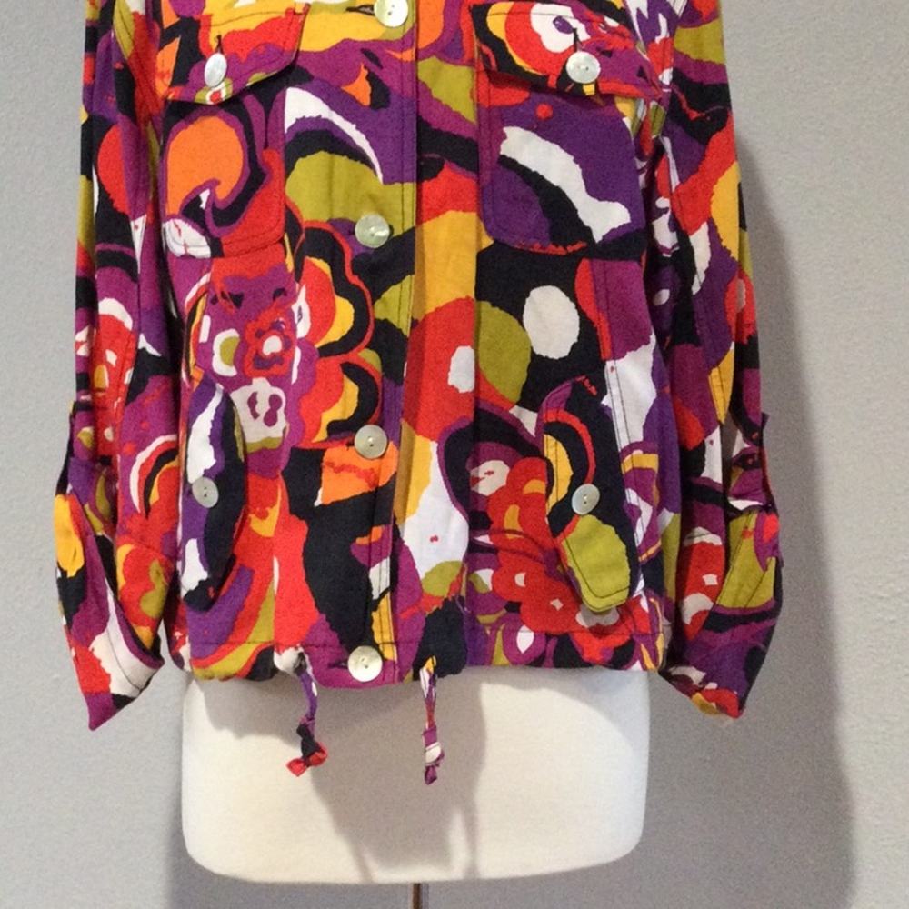 Ruby Rd. Multicolor Button Front W/Pockets Linen … - image 3